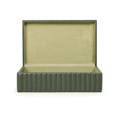 Eton Ribbed Green Vegan Leather Contract-Grade Storage Box