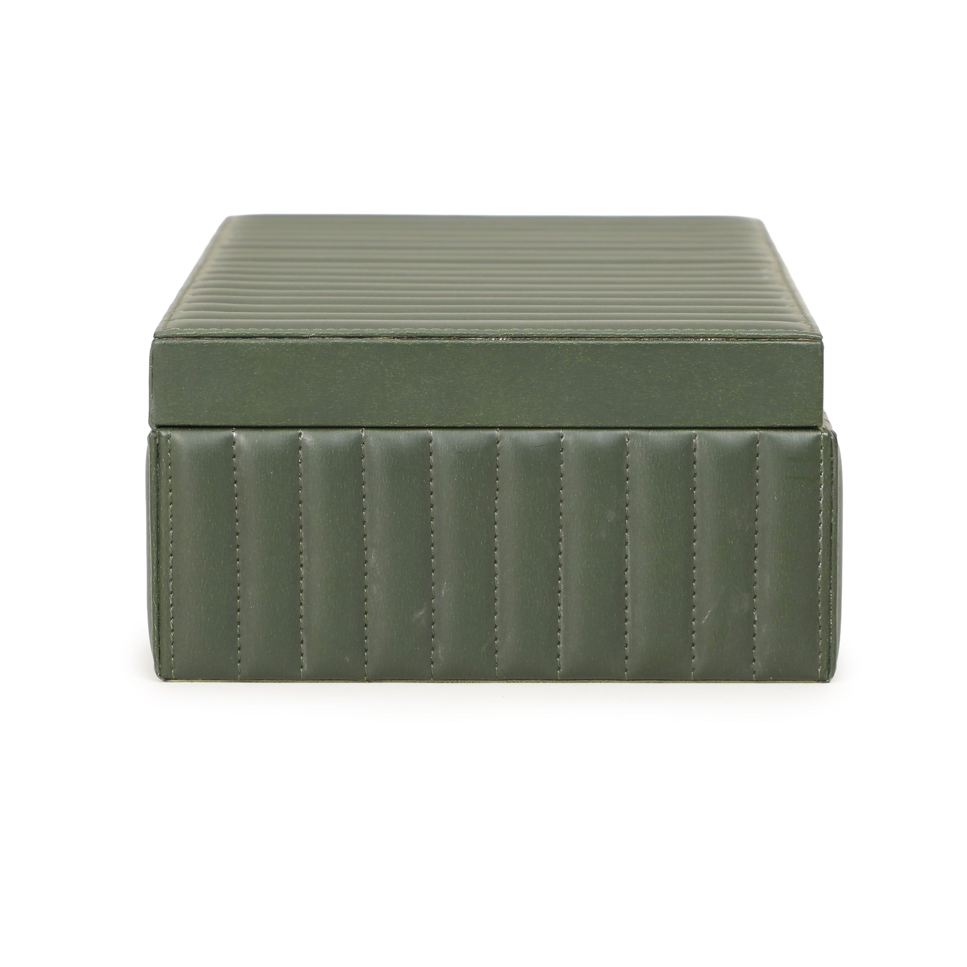 Eton Ribbed Green Vegan Leather Contract-Grade Storage Box