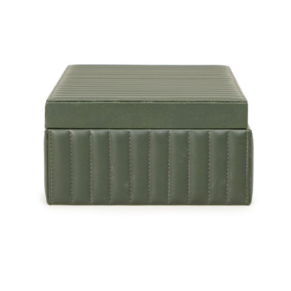 Eton Ribbed Green Vegan Leather Contract-Grade Storage Box