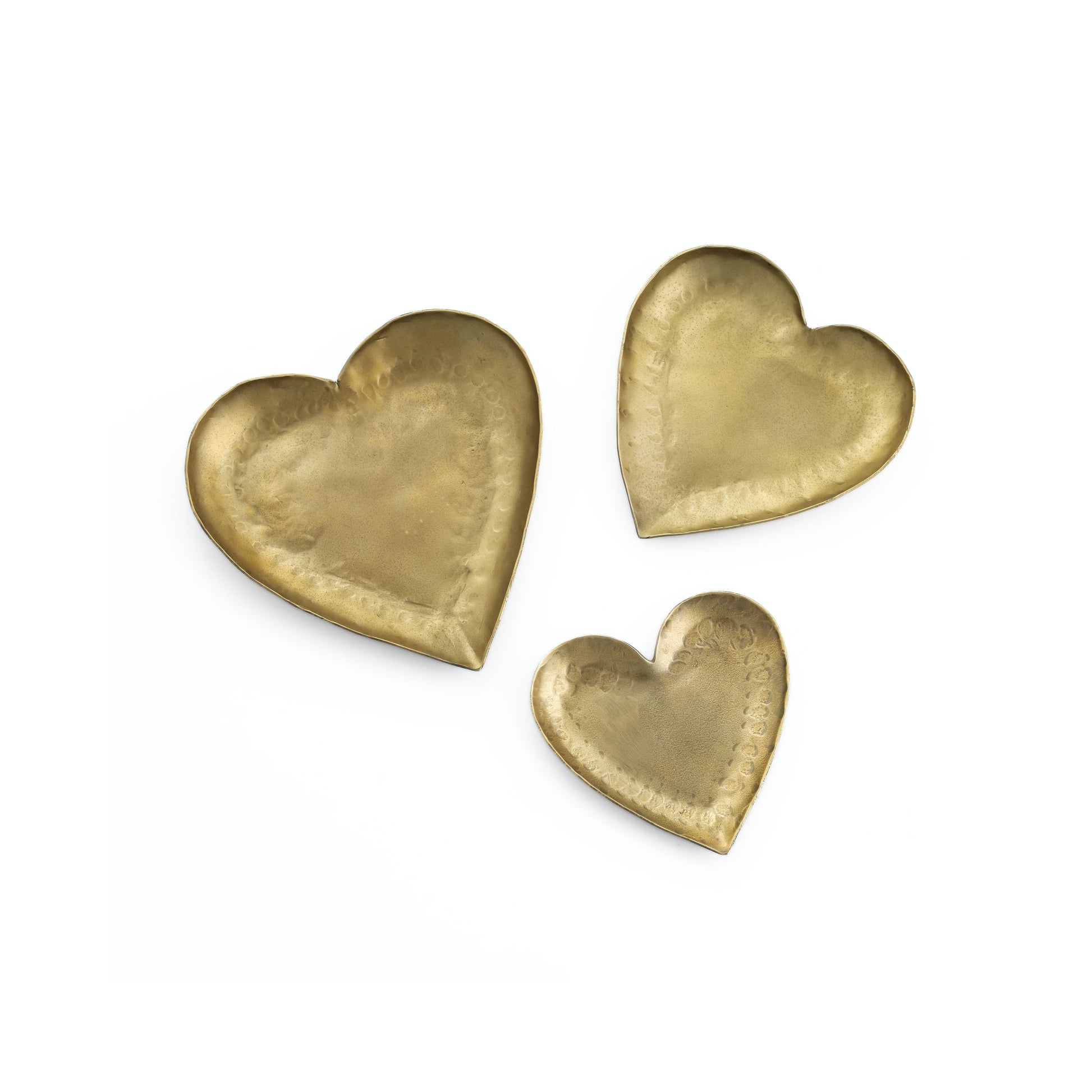 Coeur Brass Hammered Iron Heart-Shaped Catchalls - Set of 3 - Default Variant