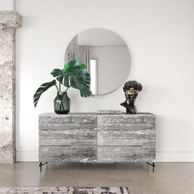 Lamont + Aria - Modern Beige Fabric + Grey Texture 4-Piece Bedroom Set queen size