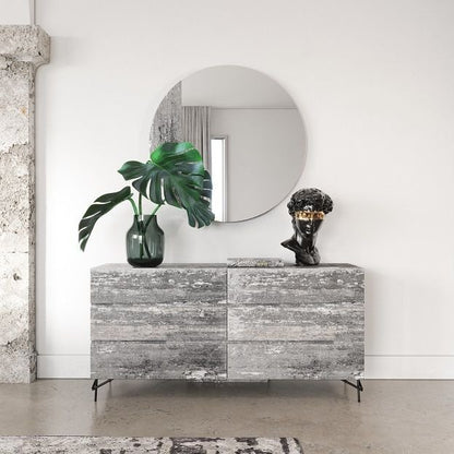 Lamont + Aria - Modern Beige Fabric + Grey Texture 4-Piece Bedroom Set queen size