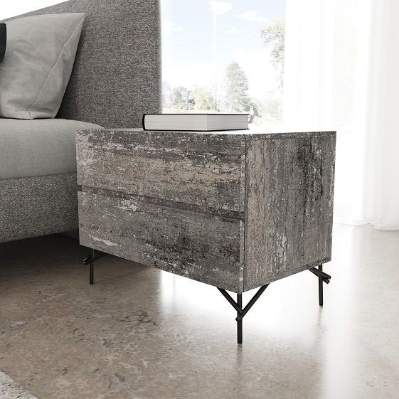 Lamont + Aria - Modern Beige Fabric + Grey Texture 4-Piece Bedroom Set queen size