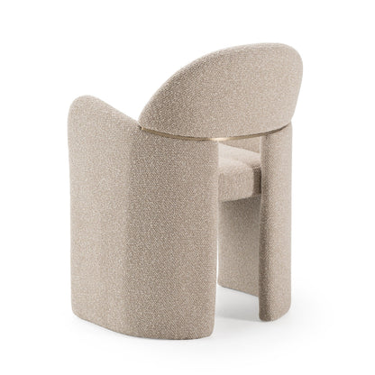 Ashley - Modern Beige Fabric + Brushed Brass Dining Chair