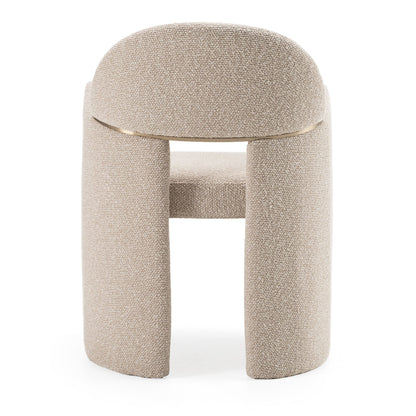 Ashley - Modern Beige Fabric + Brushed Brass Dining Chair