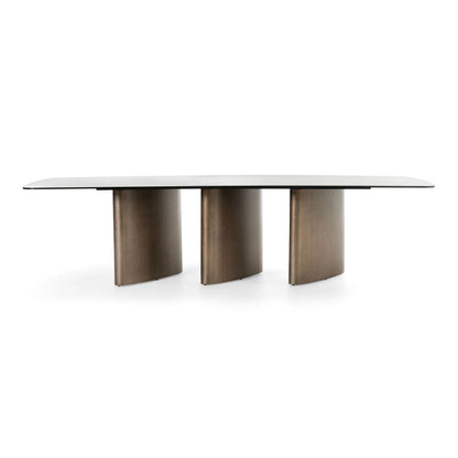 Bounty Modern White Ceramic & Antique Brass Dining Table