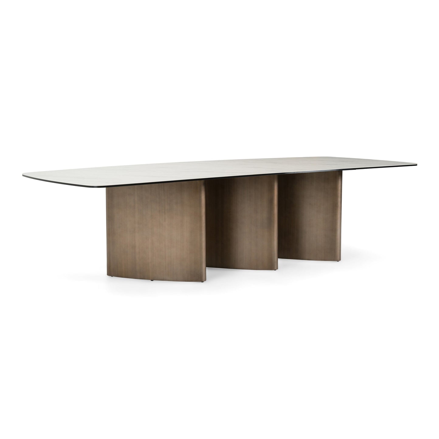 Bounty Modern White Ceramic & Antique Brass Dining Table