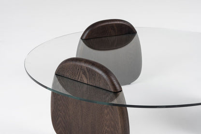 Buxton - Mid-Century Modern Glass + Dark Walnut Coffee Table