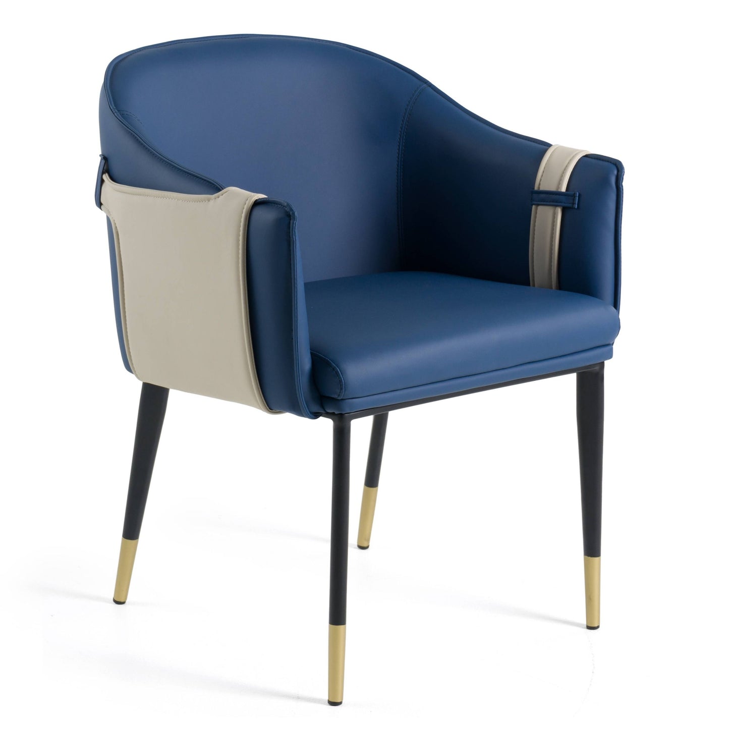Calderon - Blue & Beige Vegan Leather Dining Chair