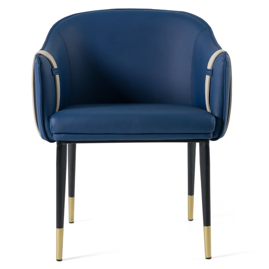 Calderon - Blue & Beige Vegan Leather Dining Chair