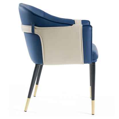 Calderon - Blue & Beige Vegan Leather Dining Chair