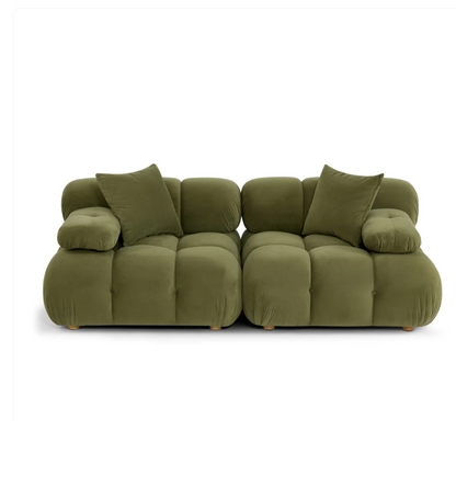 Calliope 79 inch modular loveseat in olive green