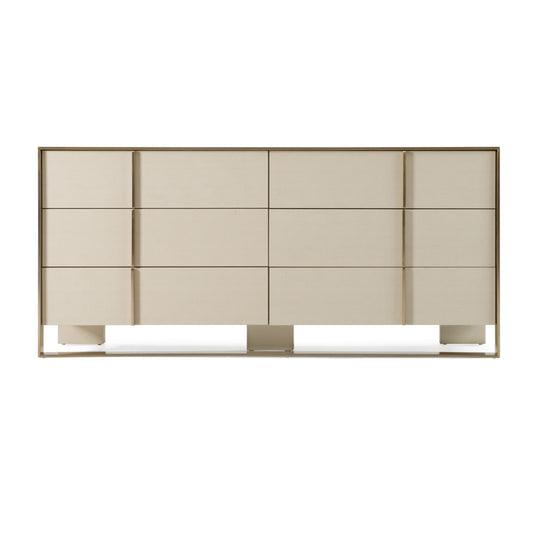 Cartier - Modern Beige Shagreen and Brushed Brass Dresser