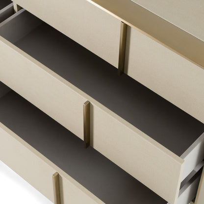 Cartier - Modern Beige Shagreen and Brushed Brass Dresser