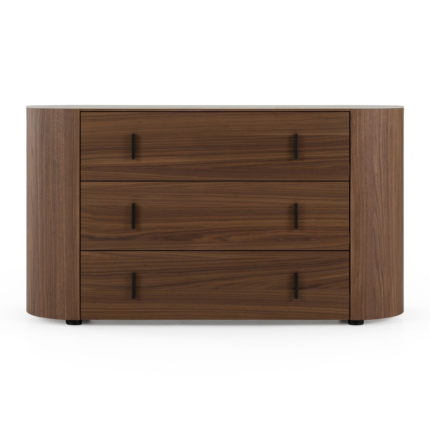 Chelton – Contemporary White Ceramic & Walnut 3-Drawer Dresser