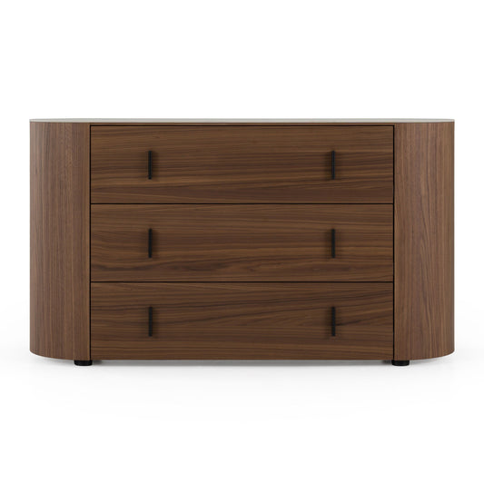 Chelton - Contemporary White Ceramic Walnut Dresser