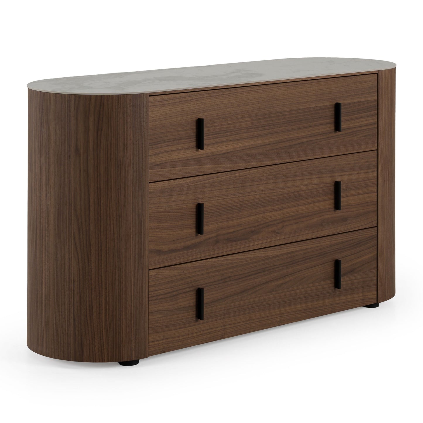 Chelton - Contemporary White Ceramic Walnut Dresser