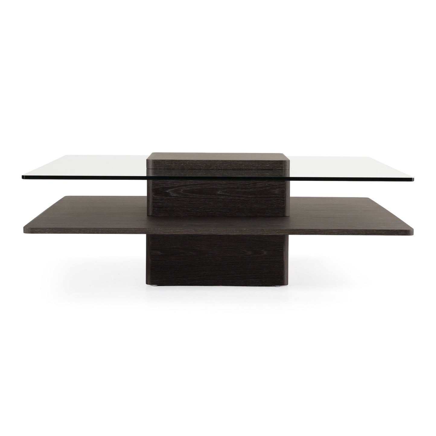 Clarion - Modern Walnut & Grey Glass Coffee Table