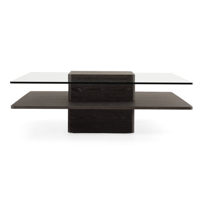 Clarion - Modern Walnut & Grey Glass Coffee Table