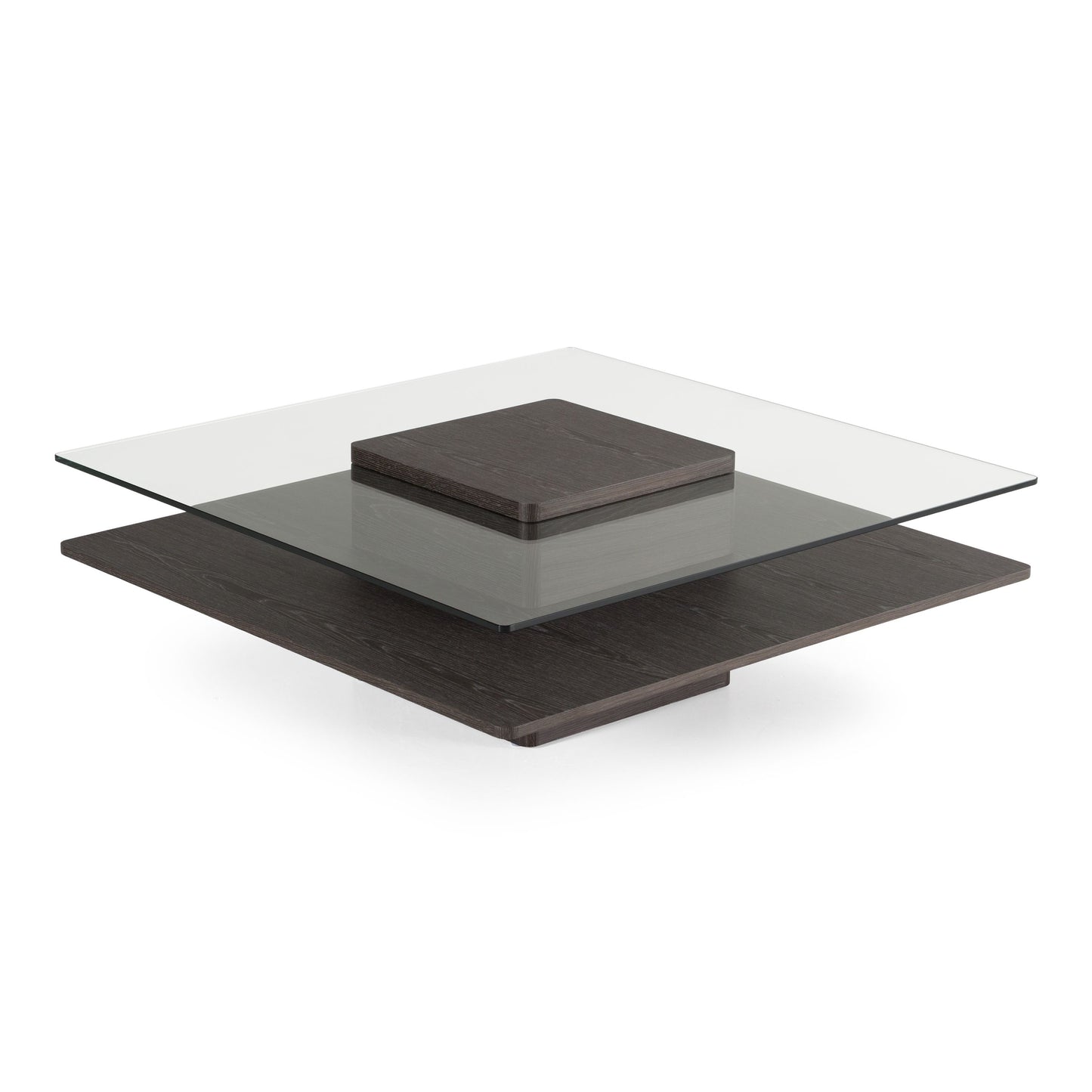 Clarion - Modern Walnut & Grey Glass Coffee Table