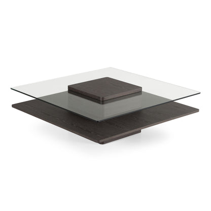 Clarion - Modern Walnut & Grey Glass Coffee Table