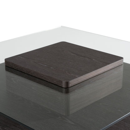 Clarion - Modern Walnut & Grey Glass Coffee Table