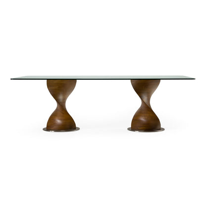 Cleveland - Contemporary Glass and Walnut Dining Table
