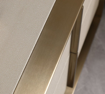 Cartier - Modern Beige Shagreen and Brushed Brass Dresser