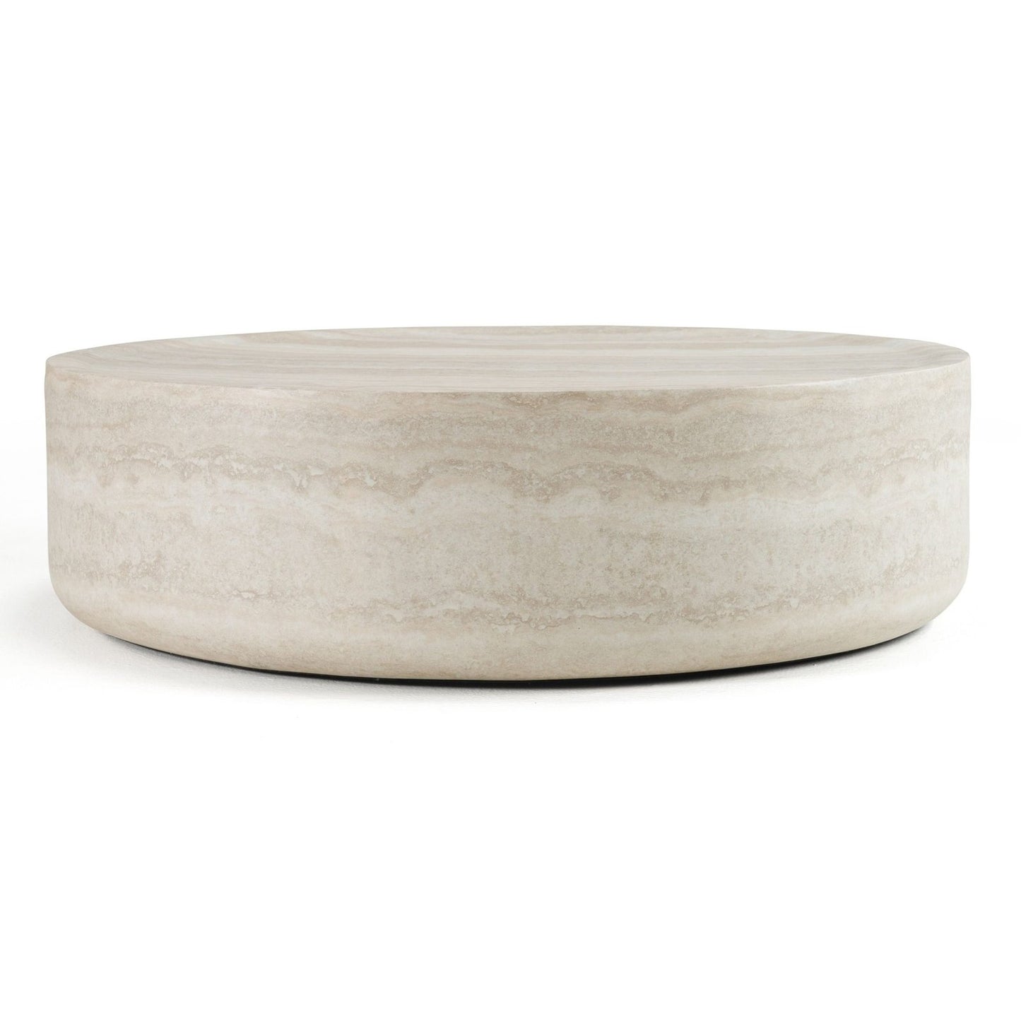 Cozad - Modern Faux Travertine Round Coffee Table
