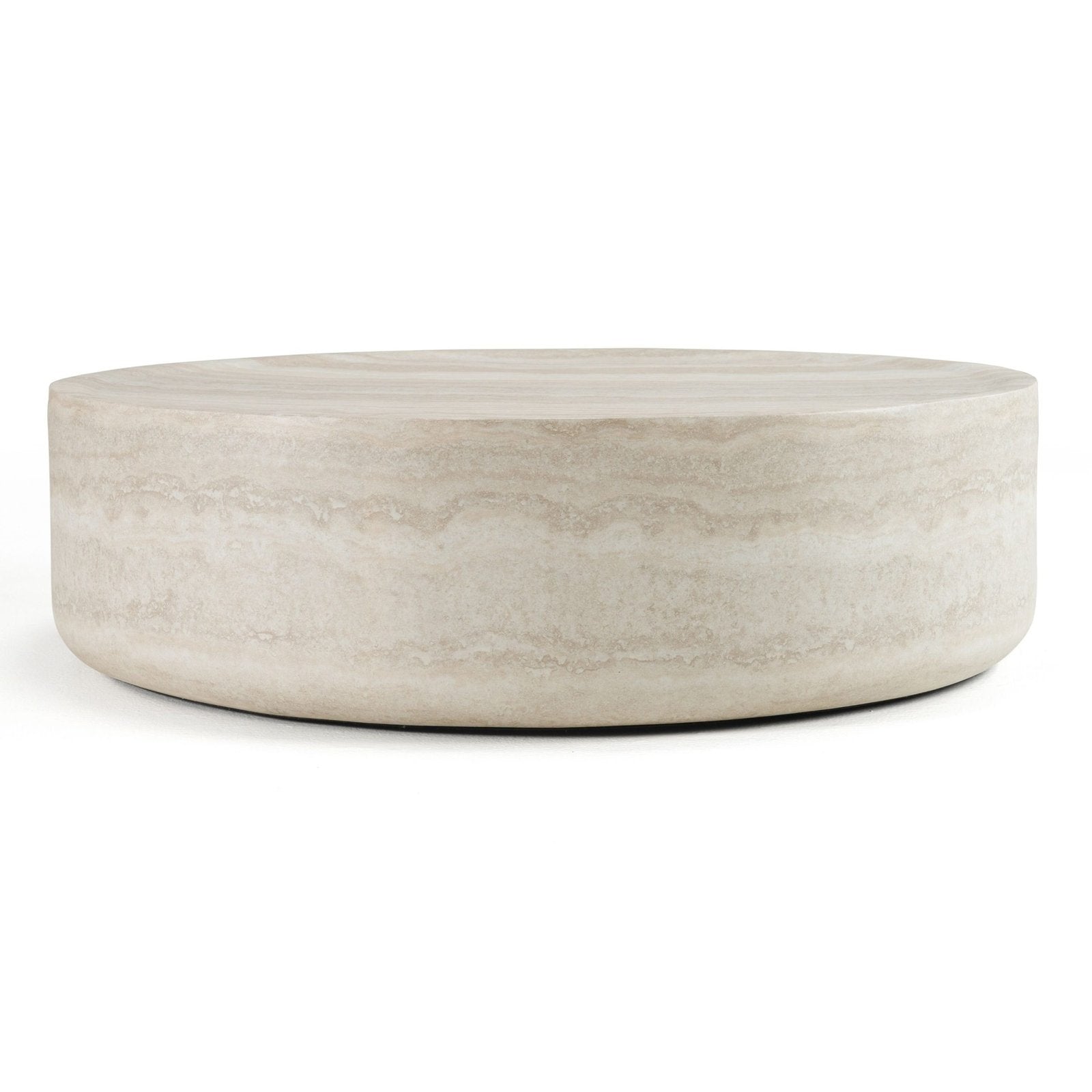 Cozad - Modern Faux Travertine Round Coffee Table