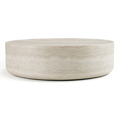 Cozad - Modern Faux Travertine Round Coffee Table