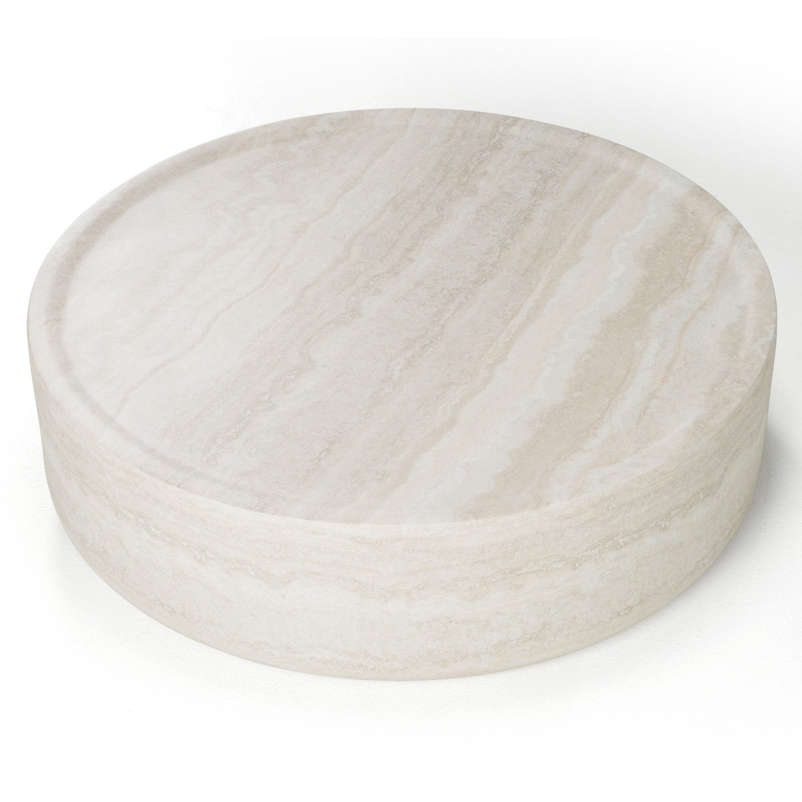 Cozad - Modern Faux Travertine Round Coffee Table