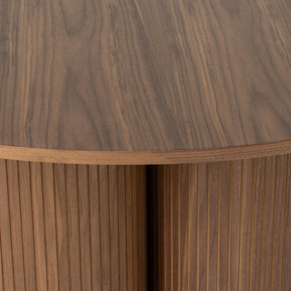 Depew Mid-Century Modern Walnut Round Dining Table