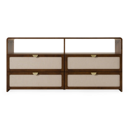 Emilio – Modern Natural Burlap + Walnut Dresser