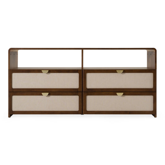 Emilio – Modern Natural Burlap + Walnut Dresser