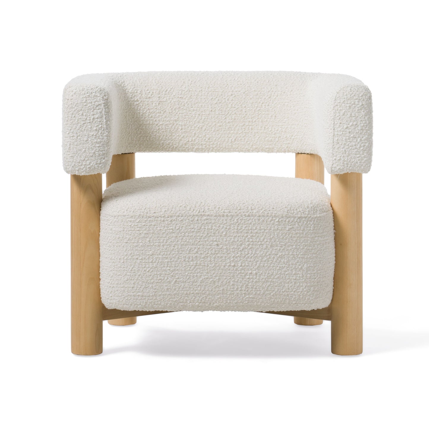 Fang - Modern White Fabric & Wood Accent Chair