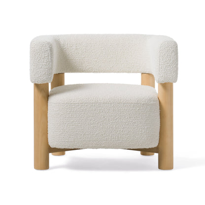 Fang - Modern White Fabric & Wood Accent Chair