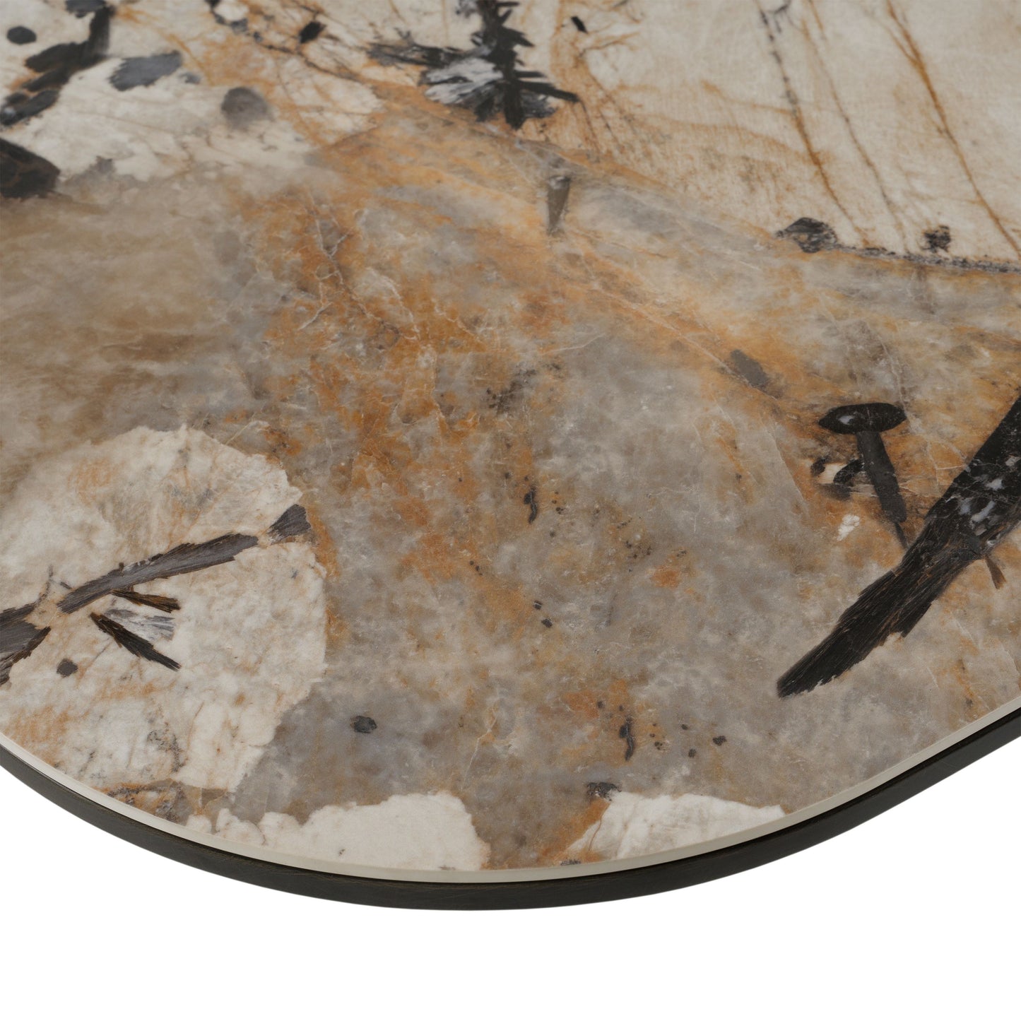 Finsbury - Modern Ceramic + Dark Grey Brass Oval Dining Table