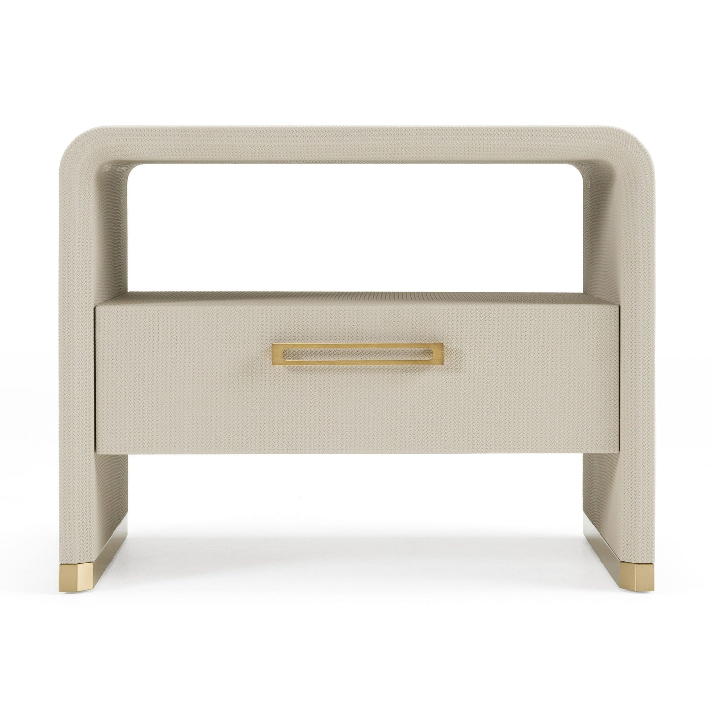 Florence - Modern Beige Leatherette + Gold Nightstand