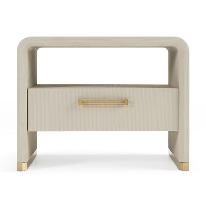 Florence - Modern Beige Leatherette + Gold Nightstand