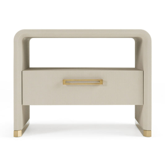 Florence - Modern Beige Leatherette + Gold Nightstand