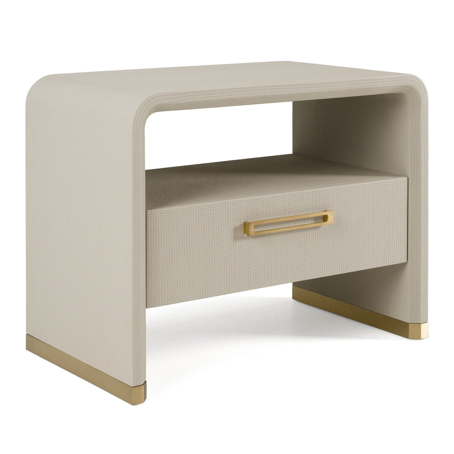 Florence - Modern Beige Leatherette + Gold Nightstand