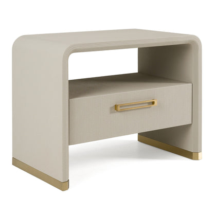 Florence - Modern Beige Leatherette + Gold Nightstand