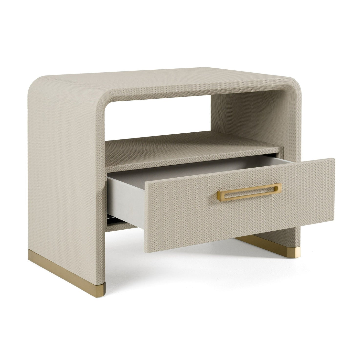 Florence - Modern Beige Leatherette + Gold Nightstand