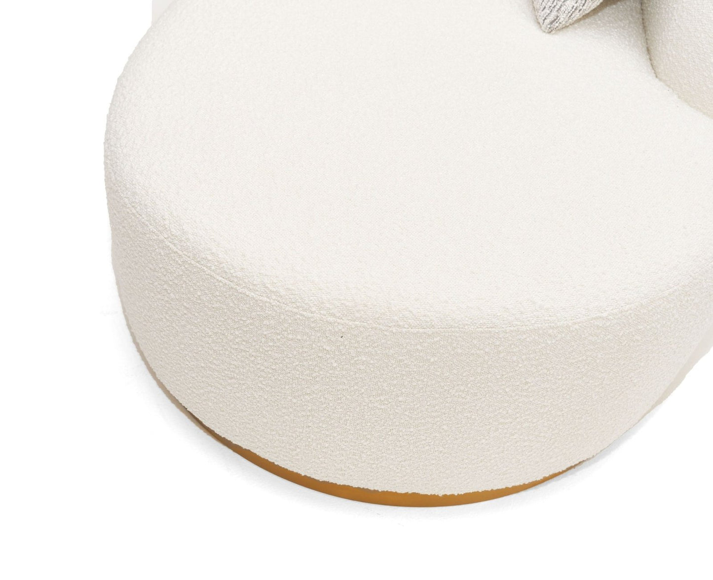 Frontier - Glam White Fabric Curved Sectional Sofa with Beige Pillows
