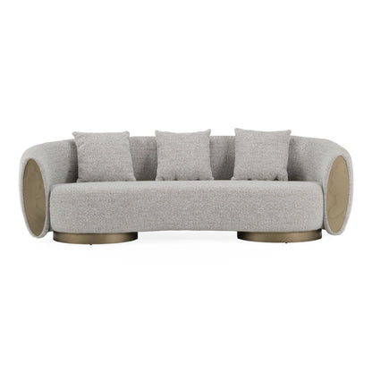 Rainier - Contemporary Off-White Fabric + Antique Brass Sofa