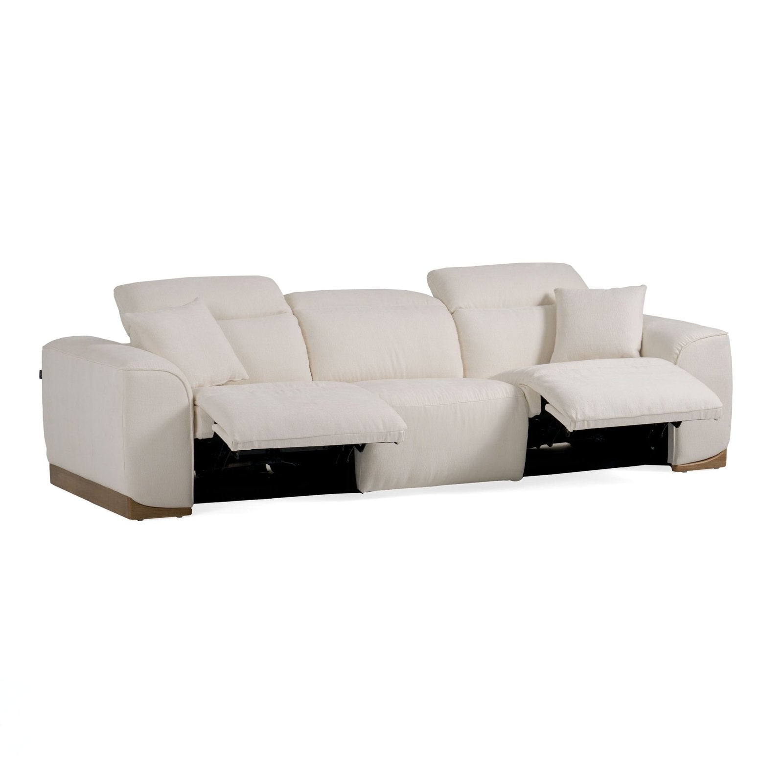 Hagerty - Modern Off-White Fabric Sofa With 2 Power Recliners