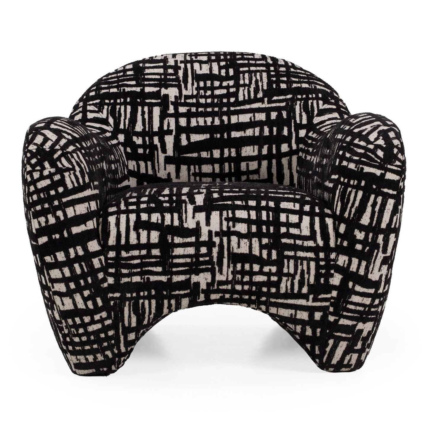 Hurd - Modern Black + Beige Pattern Fabric Accent Chair