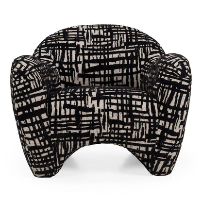 Hurd - Modern Black + Beige Pattern Fabric Accent Chair