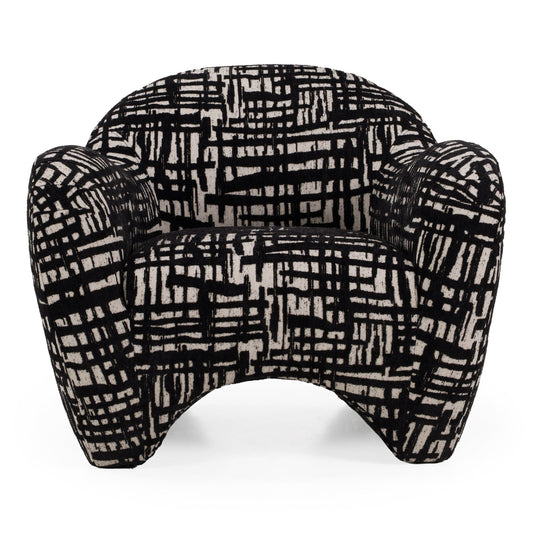 Hurd - Modern Black + Beige Pattern Fabric Accent Chair